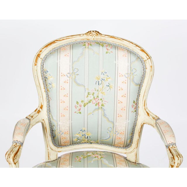 Set of Louis Revival French Painted Armchairs, 19th Century For Sale - Image 15 of 18