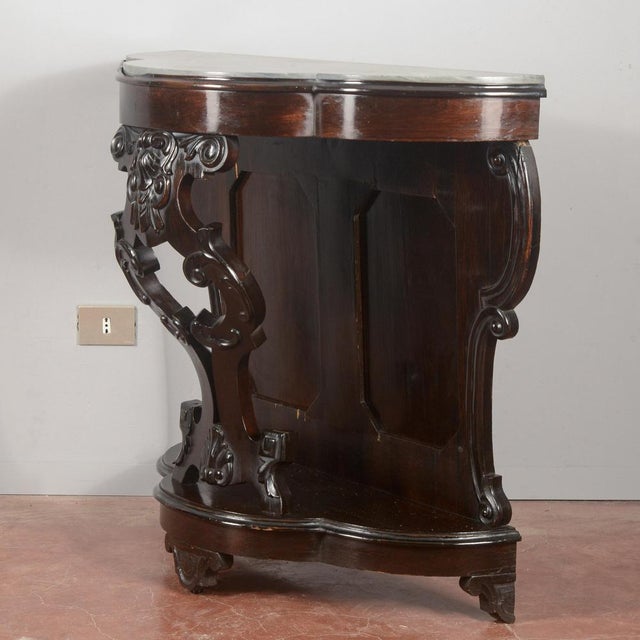 Wood 19th Century Italian Carved Wooden Console with Marble Top For Sale - Image 7 of 18