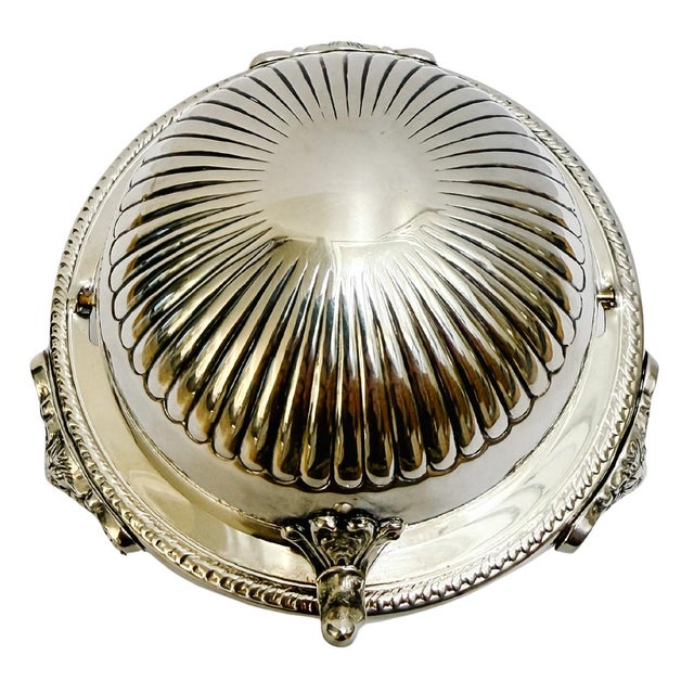 Metal Early 20th Century American Rogers Silver-Plated Roll Top Caviar / Butter Dish With Glass Liner - Caviar Server For Sale - Image 7 of 10