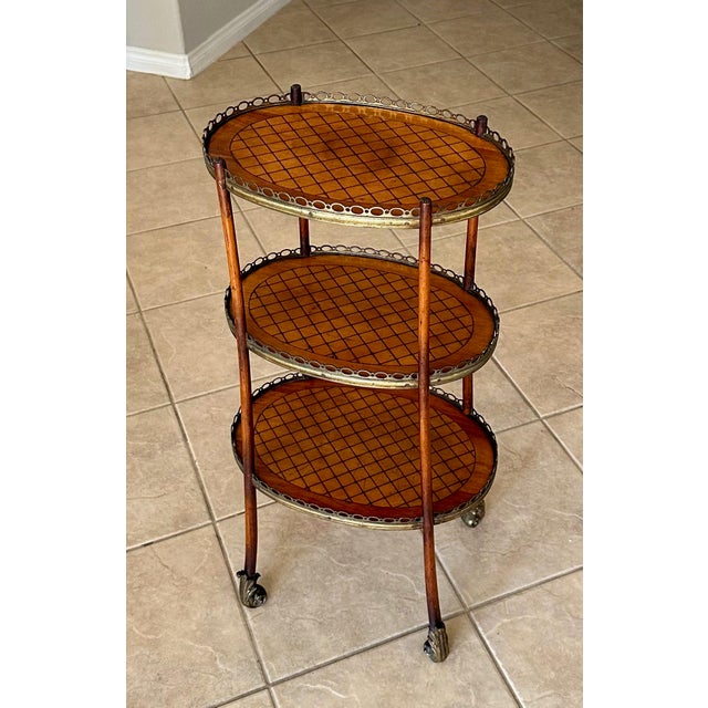 French French Antique Three-Tier Parquetry Etagere For Sale - Image 3 of 12