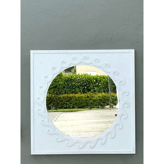 Vintage Wave Design Aluminum Mirror For Sale In West Palm - Image 6 of 12