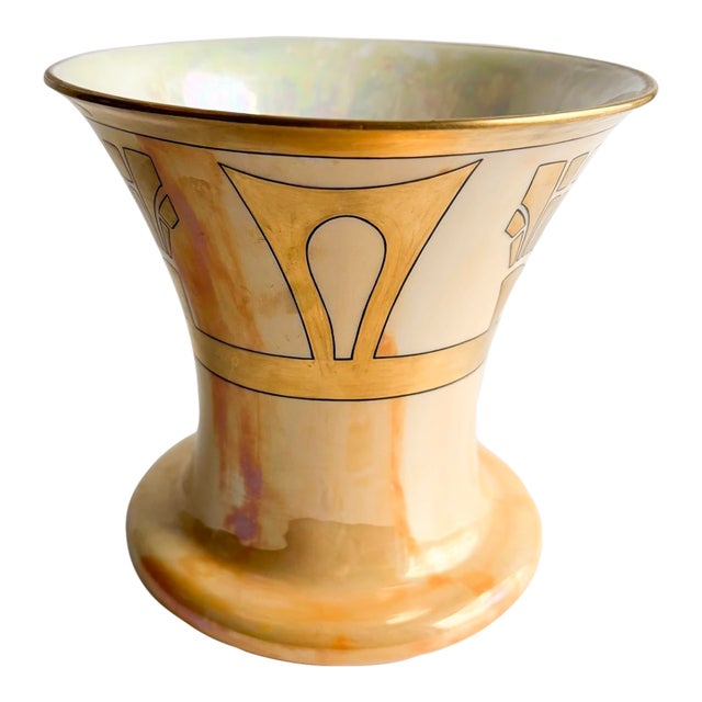 Vintage Art Nouveau Porcelain Vase – Jugendstil Style, Iridescent Glaze, Bavaria (Signed) For Sale