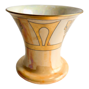Vintage Art Nouveau Porcelain Vase – Jugendstil Style, Iridescent Glaze, Bavaria (Signed)
