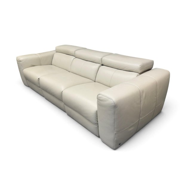 Exceptional Natuzzi Italia Balance Collection three-seat leather reclining sofa featuring the brand's Zero Wall mechanism,...