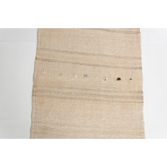 Textile Vintage Off White Hemp Kilim Runner For Sale - Image 7 of 10
