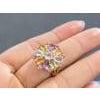 Bochic "Orient" Vintage Amethyst, Topaz & Green Peridot Ring 18K Gold & Silver For Sale - Image 10 of 18