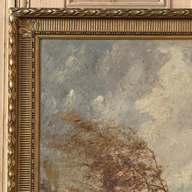 Wood 19th Century Framed Oil Painting on Canvas For Sale - Image 7 of 13
