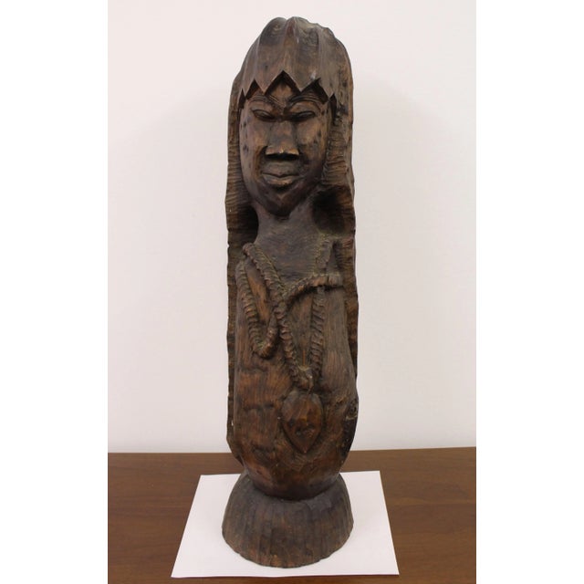 Offered is a large vintage African tribal head wooden sculpture. This is a unique piece that looks to be made of mahogany....