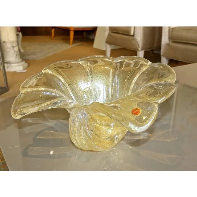 1970s 1970's Large Barovier Murano Gold Shell Centerpiece Bowl For Sale - Image 5 of 11