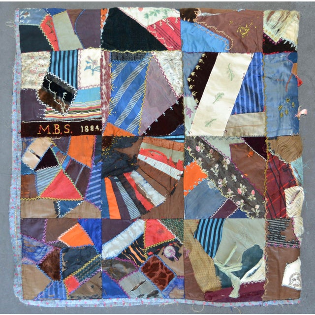 c.1884 Victorian Crazy Quilt - For Sale - Image 4 of 18