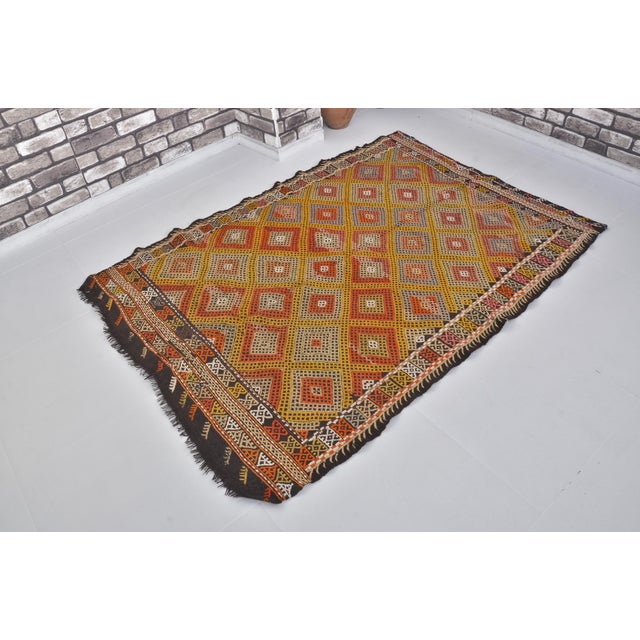 Handmade wool carpet in Turkish Anatolia , Vintage Oushak Rug,Turkish Vintage Anatolian Rug, Handmade wool Rug . One Of...
