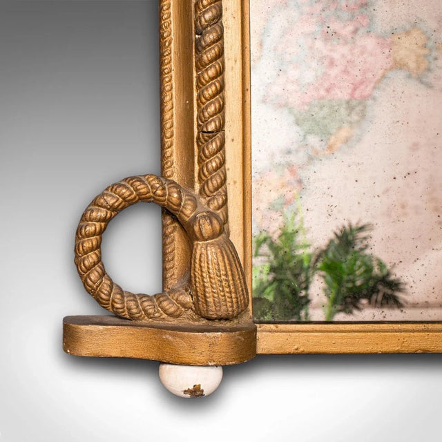 Wood Large Antique Overmantle Mirror, English, Giltwood, Nautical Taste, Victorian For Sale - Image 7 of 8