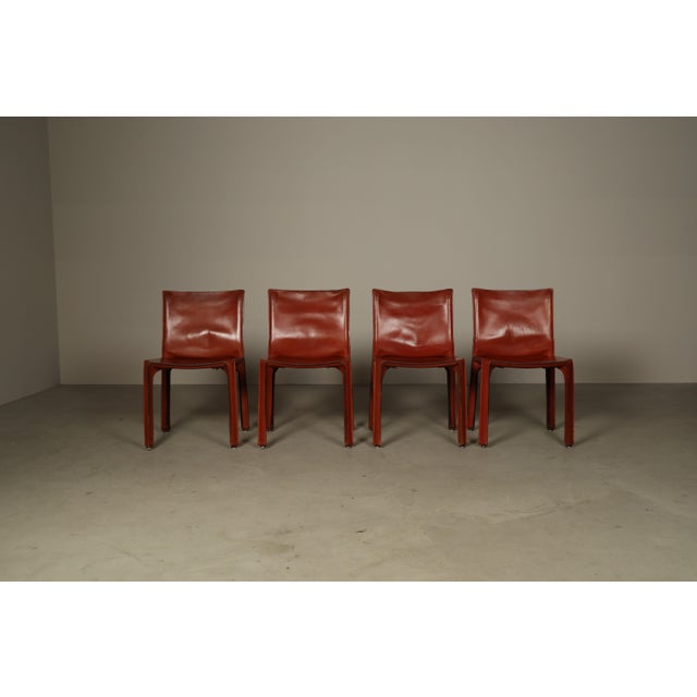 Metal Vintage Cab 412 Dining Chairs by Mario Bellini for Cassina, 1970s, Set of 4 For Sale - Image 7 of 16