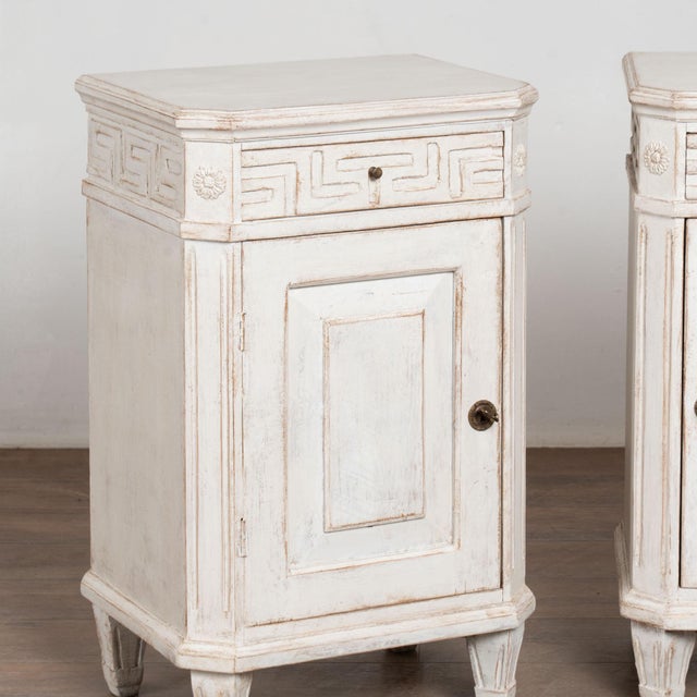 Early 20th Century Swedish White Nightstands, Pair For Sale - Image 6 of 12
