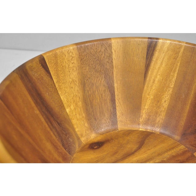 Late 20th Century Vintage Bill.F Bf Mid Century Modern Acacia Wood Salad Fruit Bowl For Sale - Image 5 of 11
