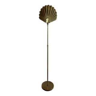 Vintage Brass Scalloped Shell Floor Lamp For Sale