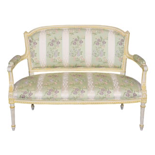 French Louis XVI Style Paint Decorated Settee For Sale