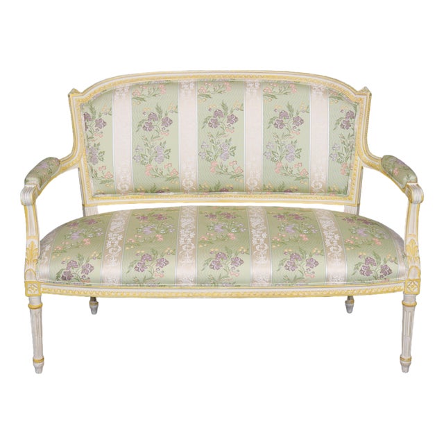 French Louis XVI Style Paint Decorated Settee For Sale