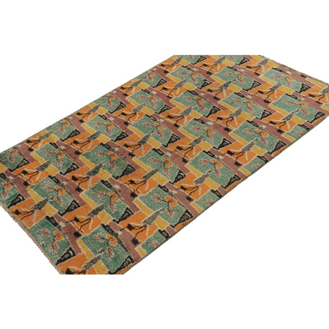 Art Deco 1960s Vintage Zeki Müren Rug With Polychromatic Geometric Pattern by Rug & Kilim For Sale - Image 3 of 8