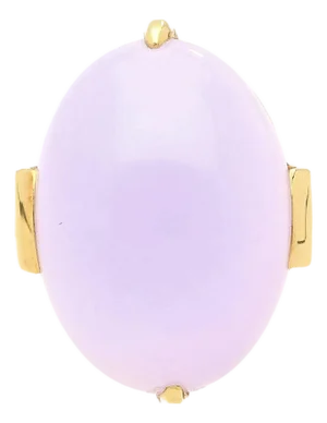 Mid-20th Century "Gumps" Signed 23.94 Carat Lavender Jade and Yellow Gold Ring, Size 8
