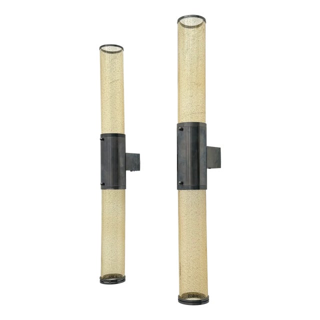 Wall Sconces in Metal and Murano Glass, 1980, Set of 2 For Sale
