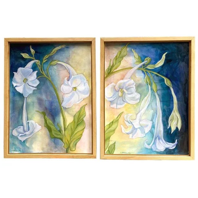 Paper Floral Original Painting, "Nicotiana I" Contemporary Expressionist Style Botanical Oil Painting For Sale - Image 7 of 7