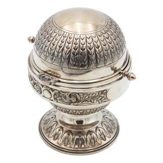 Semi-Spherical Silver Butter Dish For Sale