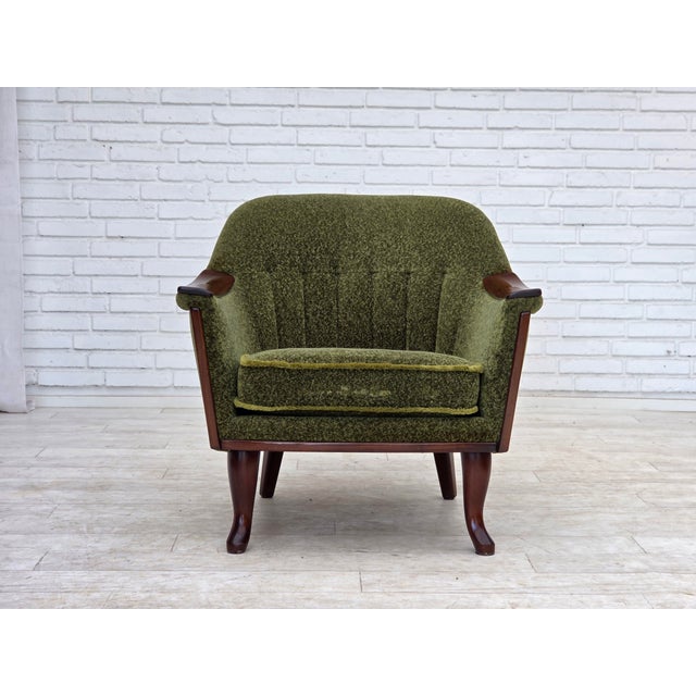 Norwegian Armchair in Green Furniture Fabric and Teak Wood, 1970s For Sale - Image 18 of 18