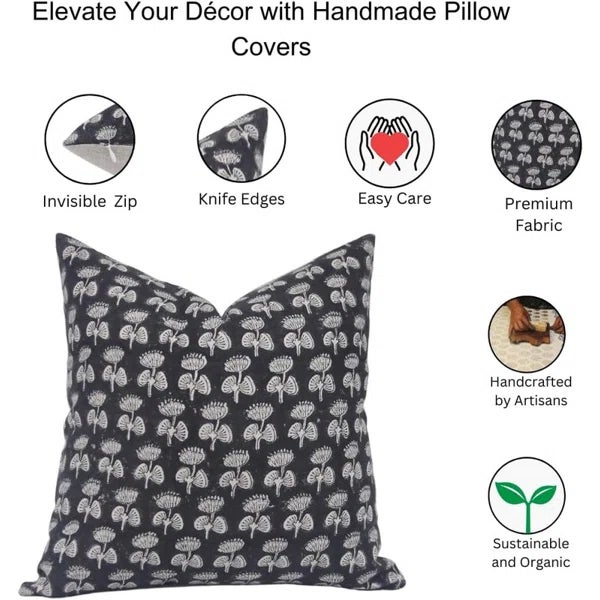 Textile Fabdivine Handmade Cushion Cover 14x20 Inch - Damru For Sale - Image 7 of 7