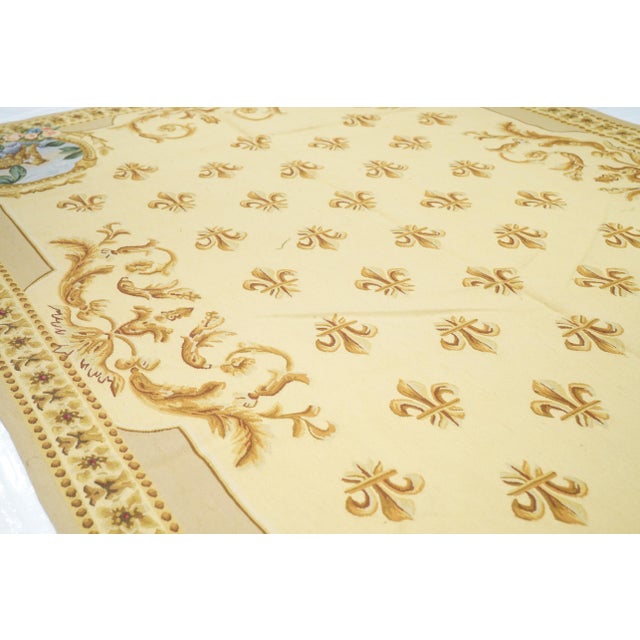French Aubusson Flat Weave Wool Rug 6'0" X 9'0" For Sale - Image 3 of 11