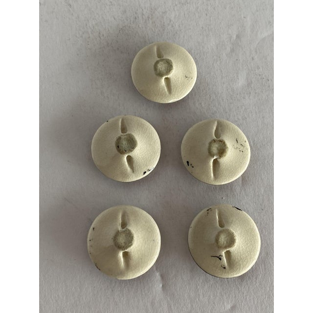 Late Meiji Era Hand Painted Geisha Satsuma Button Set of 5 For Sale - Image 10 of 10