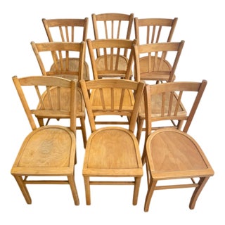 Vintage French Bistro Chairs, 1950s, Set of 8 For Sale