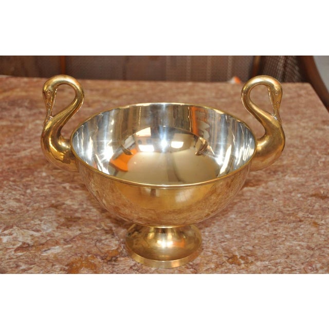 Brass Centerpiece Pedestal Bowl With Swan Handles Chairish