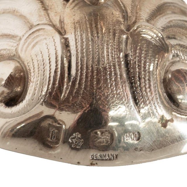 Antique Pair German Silver Master Salts Grotto Shells Putti Dolphins Hannau 1890 For Sale - Image 16 of 17