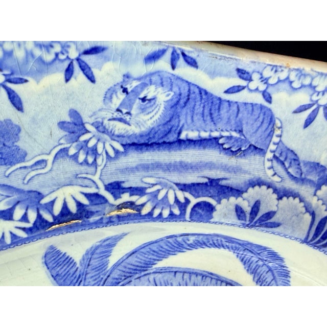 1815 Large Blue and White Spode Transferware Platter "Shooting a Leopard" For Sale - Image 12 of 12