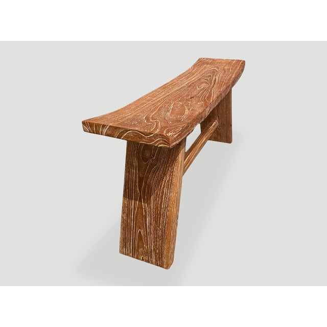 Andrianna Shamaris Minimalist Teak Wood Bench For Sale - Image 14 of 18