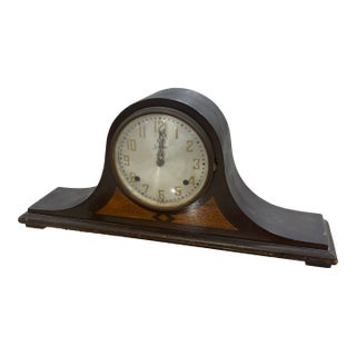 Antique Sessions Wooden Mantel Clock Dulciana Model Inlays Mahogany Vintage For Sale