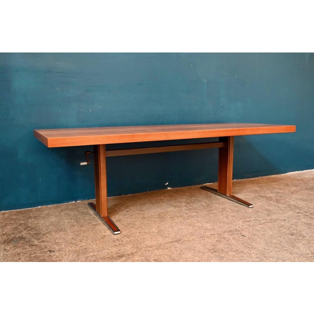 Scandinavian Height-Adjustable Coffee Table in Wood and Chrome, 1970s For Sale - Image 4 of 17