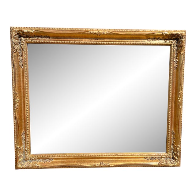 Vintage Ornate Gold Framed Beveled Mirror For Sale