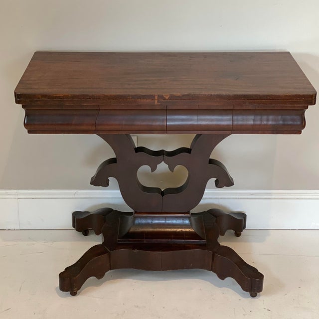 19th Century American Empire Mahogany Game Table For Sale - Image 9 of 9