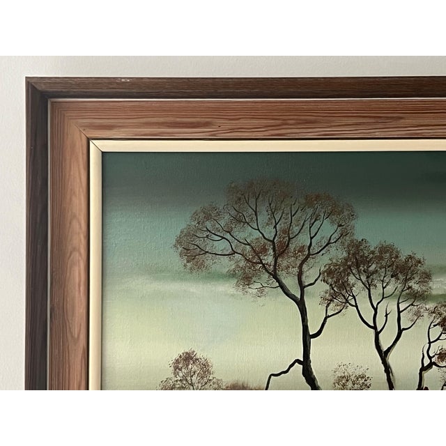 Winter Trees at Village in English Countryside by 20th Century British Artist 1985 Circa For Sale - Image 11 of 13