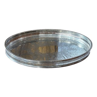 Silver-Plated Gallery Drinks Tray For Sale