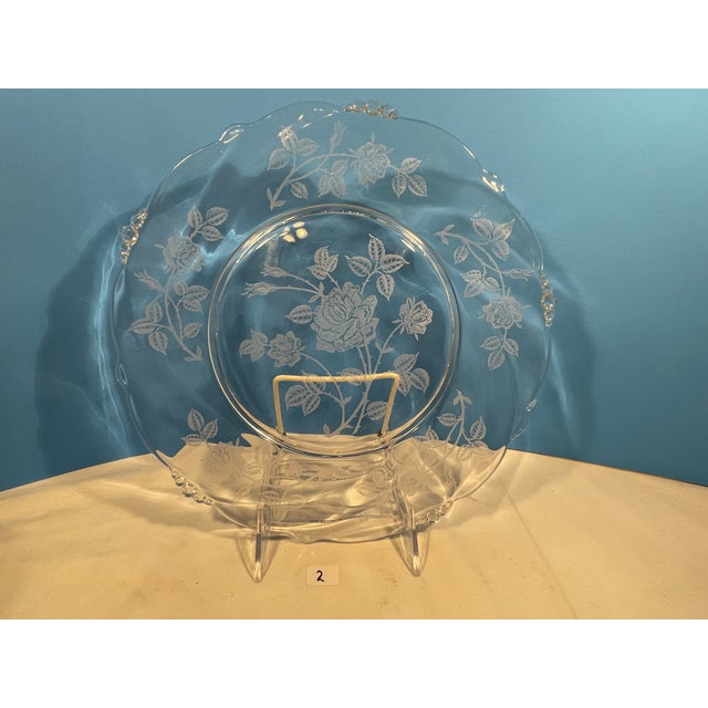 Silver Vintage Heisey #1519 Waverly Rose Etch Dinner Plates- Set of 4 For Sale - Image 8 of 8