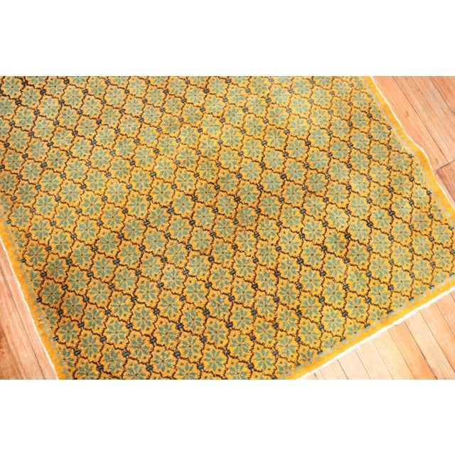 Mid-Century Modern Yellow Turkish Konya Rug, 4' 3" X 7' 5" For Sale - Image 3 of 10