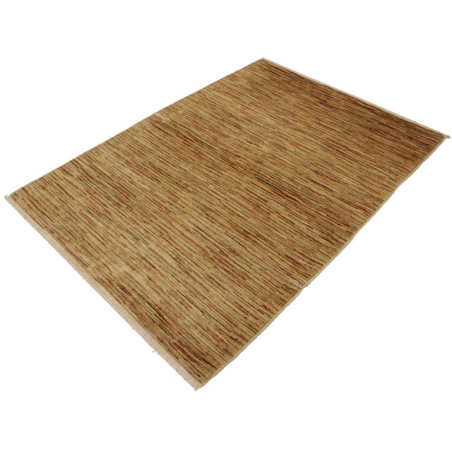Shabby Chic Shabby Chic Gabbeh Beige/Rust Wool Rug - 4'3'' X 5'9'' For Sale - Image 3 of 10