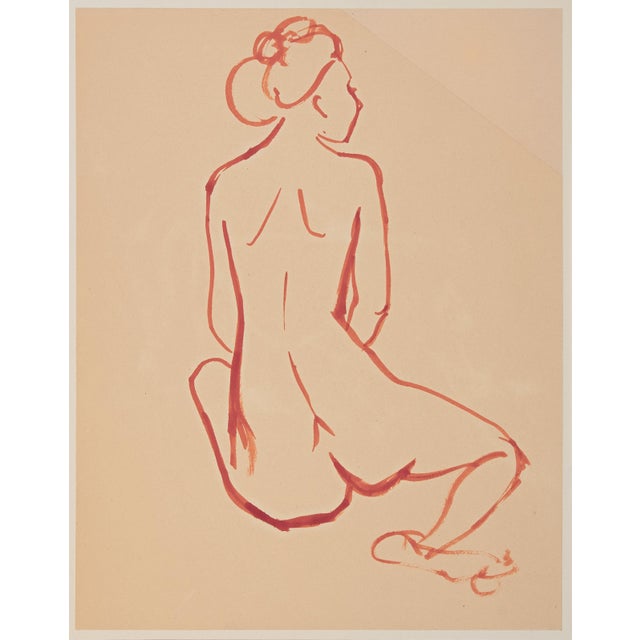 Painted by Michael Decker (American, 20th Century) and created circa 1975. An elegant sanguine ink on paper study showing...