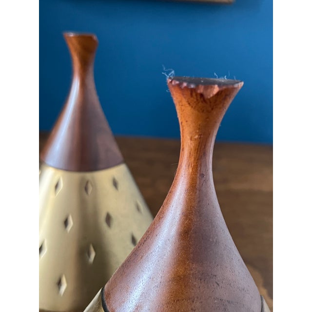 Mid Century Seth Thomas Clock, Tony Paul Brass Walnut Bookends, Atomic Desk Decor For Sale - Image 14 of 18