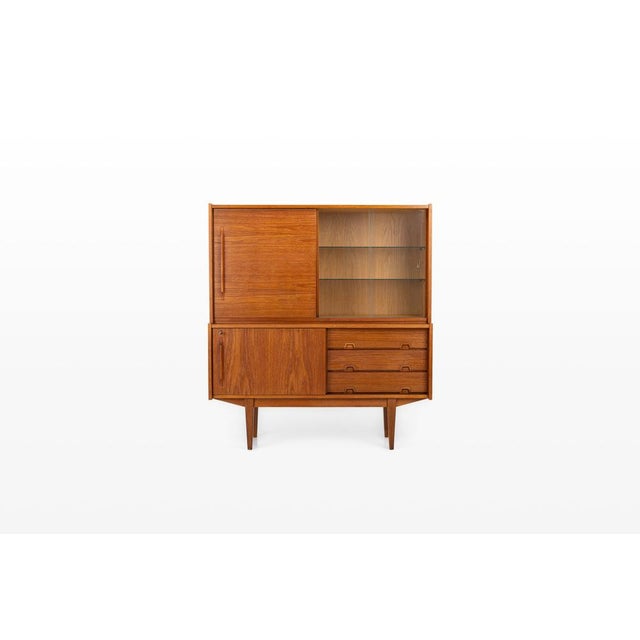 Vintage Highboard in Teak and Glass Doors, 1960s For Sale - Image 12 of 12