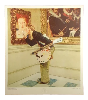 1970s "The Critic" Interior Scene Figurative Collotype After Norman Rockwell