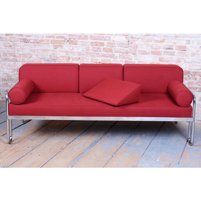 Bauhaus Sofa in Chrome and Upholstery by Hynek Gottwald, Czech, 1930s For Sale - Image 6 of 17